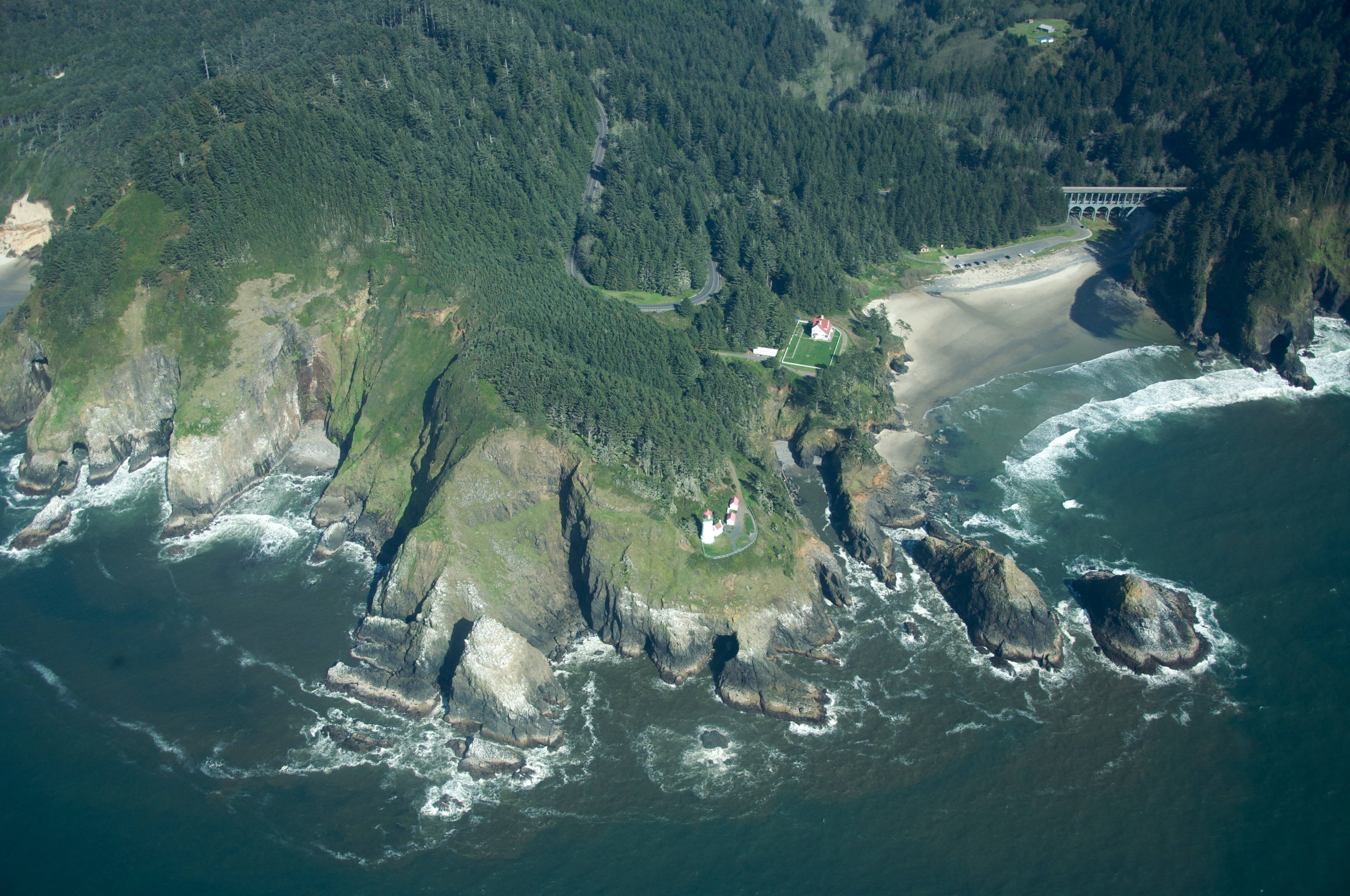 Aerial view of the Oregon Coast near Heceta Head
